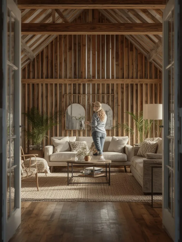 barndominium living room Planting