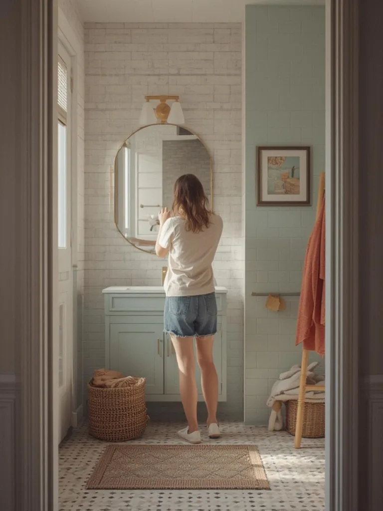 colorful kids bathroom Planting
