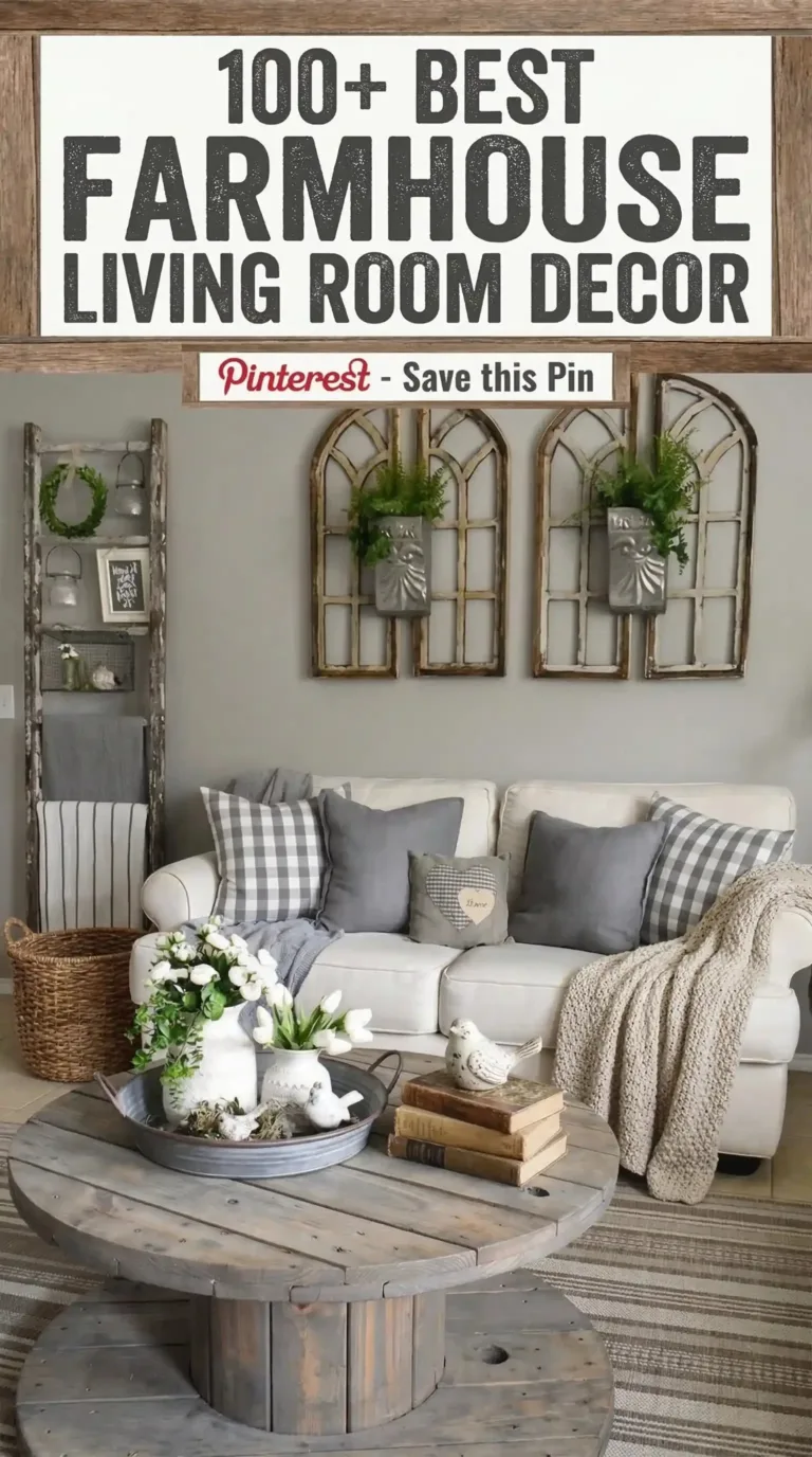 Cozy farmhouse living room design showcasing decor ideas for a stylish 2026.
